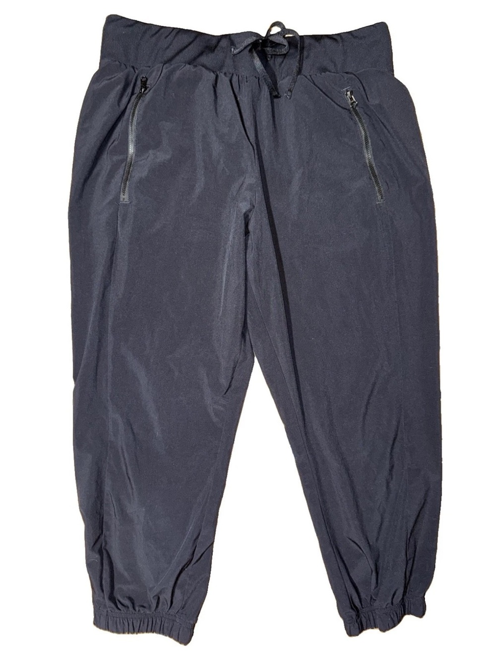 Z by Zella Black Woven Jogger Pants Women Medium Elastic Waist Zip Pocket